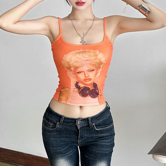 U neck abstract cami top  | Festival Outfits Women
