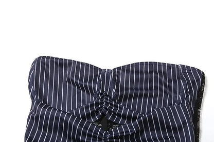 Striped print lace patchwork tube top  | Festival Outfits Women