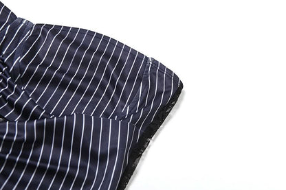 Striped print lace patchwork tube top  | Festival Outfits Women