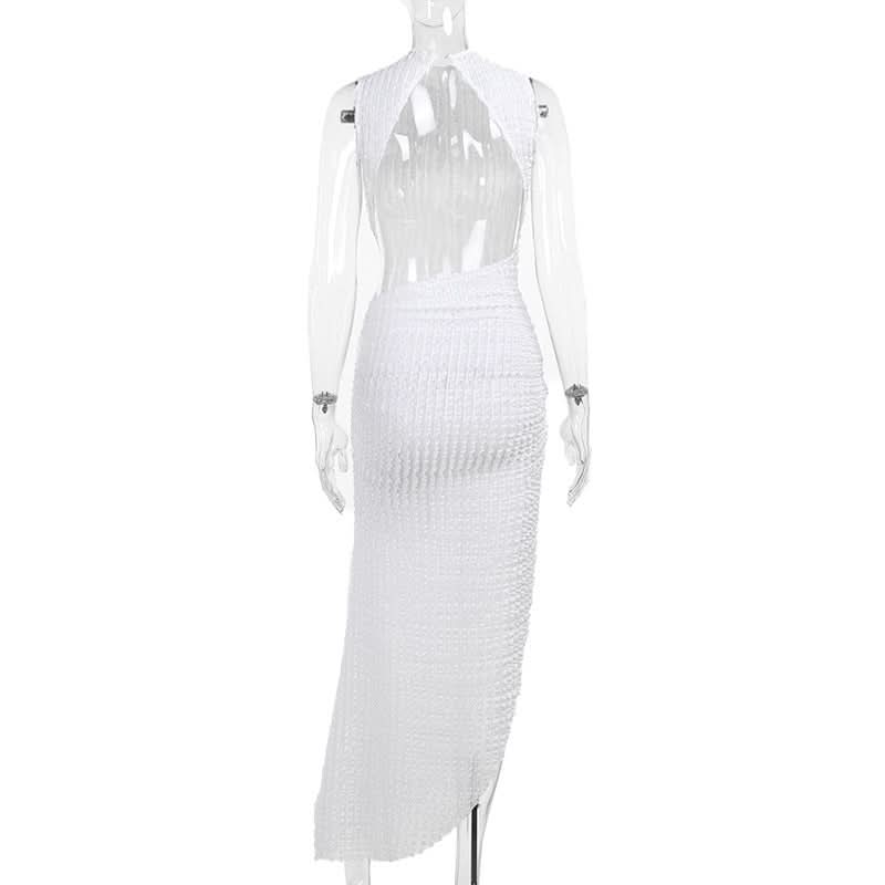 Hoodie Irregular slit crewneck ruched midi dress  | Festival Outfits Women