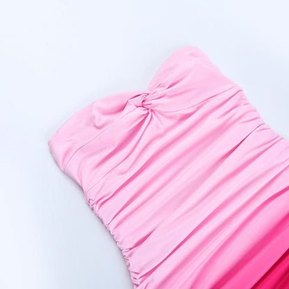 Gradient ruched self tie tube mini dress  | Festival Outfits Women