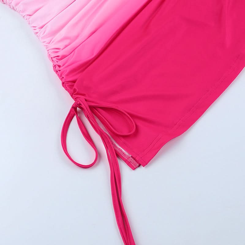 Gradient ruched self tie tube mini dress  | Festival Outfits Women