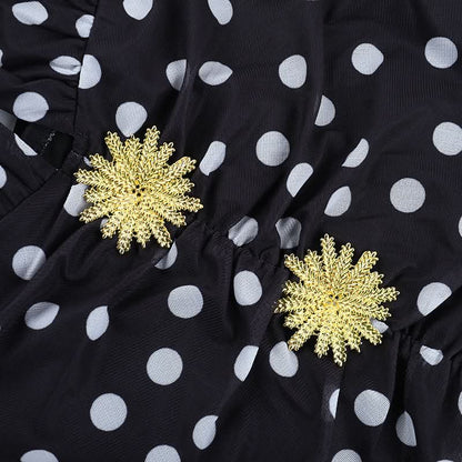 Polka dot halter ruched v neck self tie mini dress  | Festival Outfits Women
