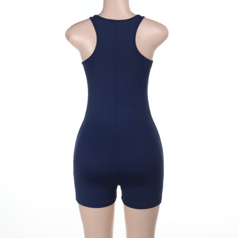 Beaded letter u neck tank romper  | Festival Outfits Women