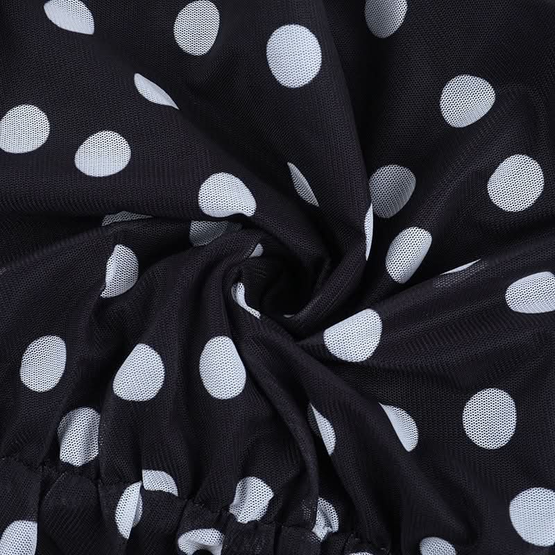 Polka dot halter ruched v neck self tie mini dress  | Festival Outfits Women