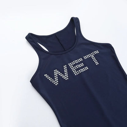 Beaded letter u neck tank romper  | Festival Outfits Women