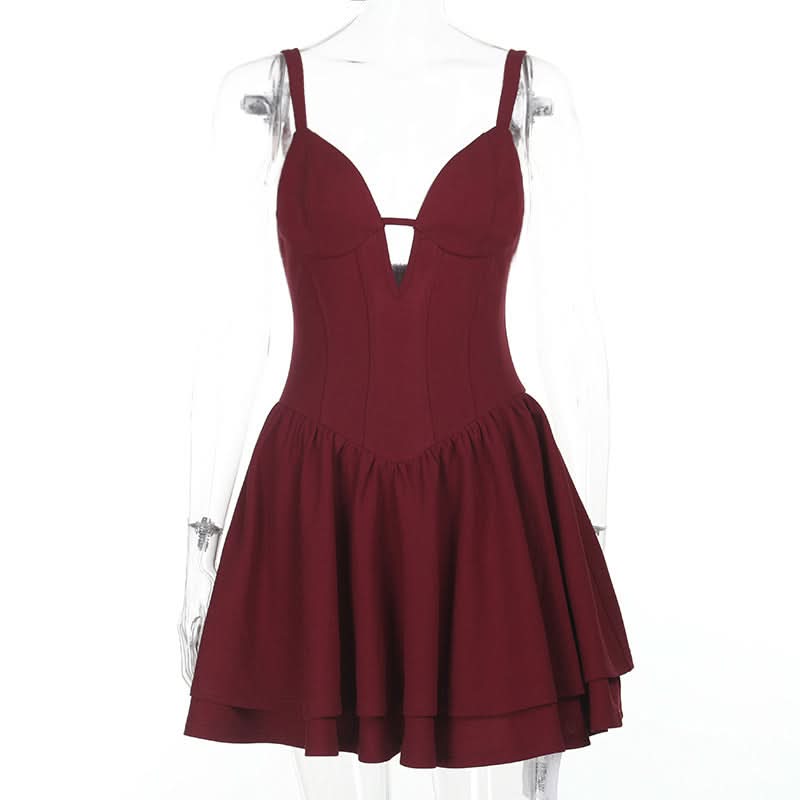 Ruched v neck zip-up cami mini dress  | Festival Outfits Women