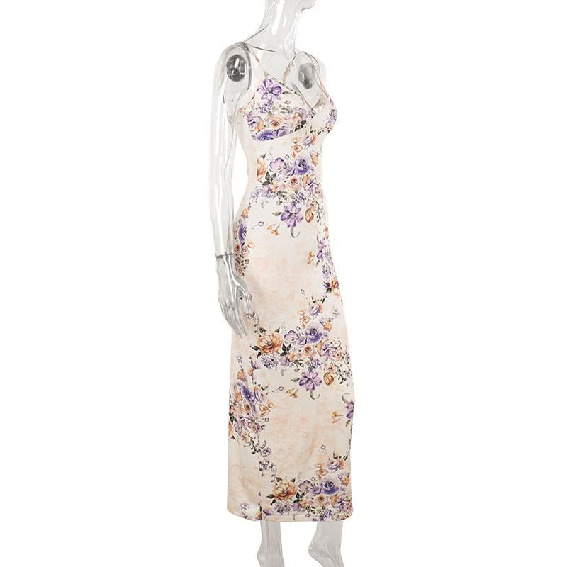 V neck flower applique cami maxi dress  | Festival Outfits Women