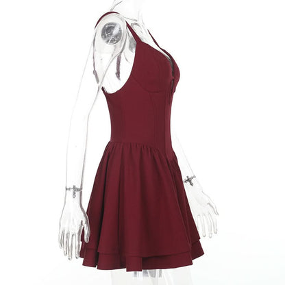 Ruched v neck zip-up cami mini dress  | Festival Outfits Women