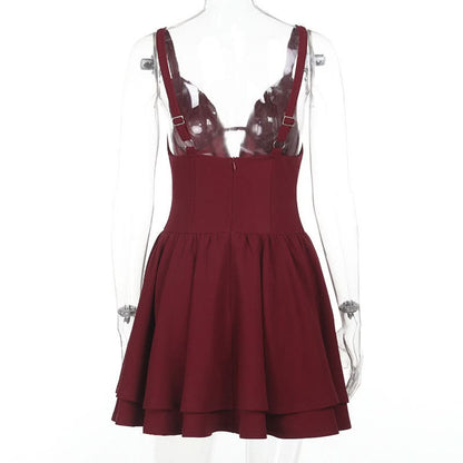 Ruched v neck zip-up cami mini dress  | Festival Outfits Women