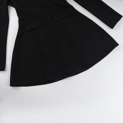 Long sleeve v neck zip-up solid mini dress  | Festival Outfits Women