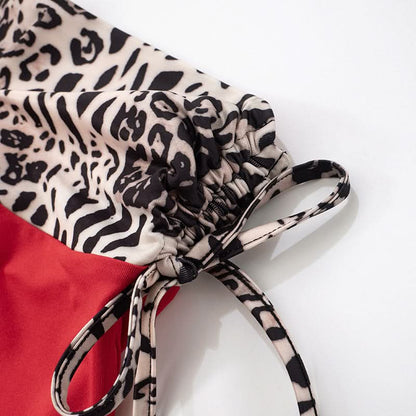 Drawstring ruched leopard print tube top  | Festival Outfits Women  | Cheetah Print Top