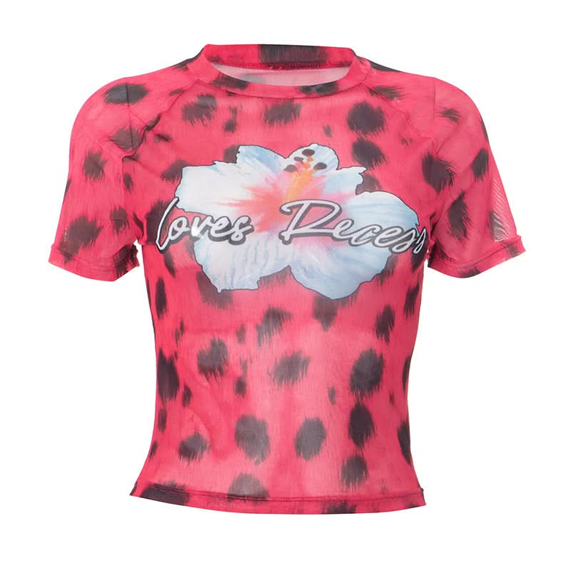 Crewneck short sleeve leopard print top  | Festival Outfits Women  | Cheetah Print Top
