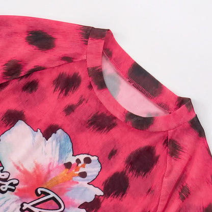 Crewneck short sleeve leopard print top  | Festival Outfits Women  | Cheetah Print Top