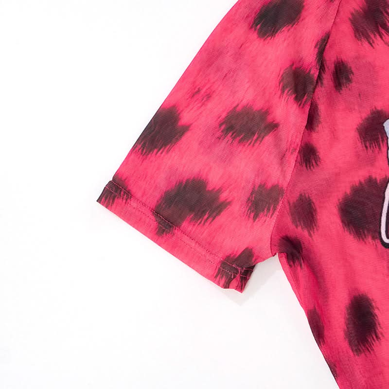 Crewneck short sleeve leopard print top  | Festival Outfits Women  | Cheetah Print Top