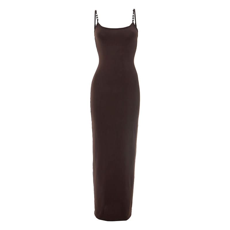 Beaded u neck slit backless cami maxi dress  | Festival Outfits Women