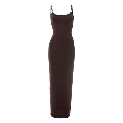 Beaded u neck slit backless cami maxi dress  | Festival Outfits Women