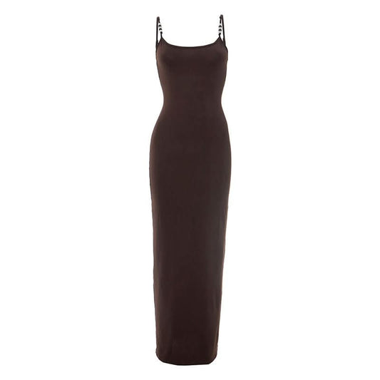 Beaded u neck slit backless cami maxi dress  | Festival Outfits Women
