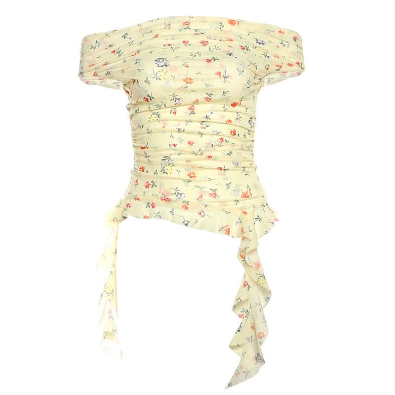 Off shoulder mesh irregular top  | Festival Outfits Women