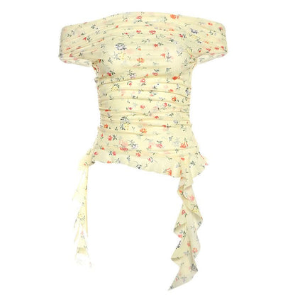 Off shoulder mesh irregular top  | Festival Outfits Women