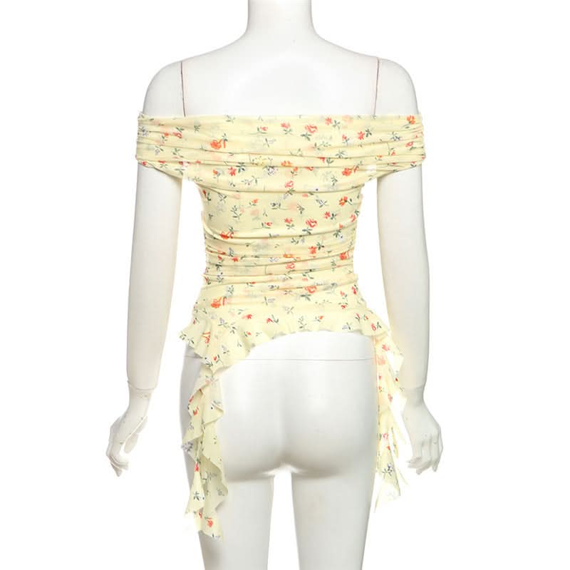 Off shoulder mesh irregular top  | Festival Outfits Women