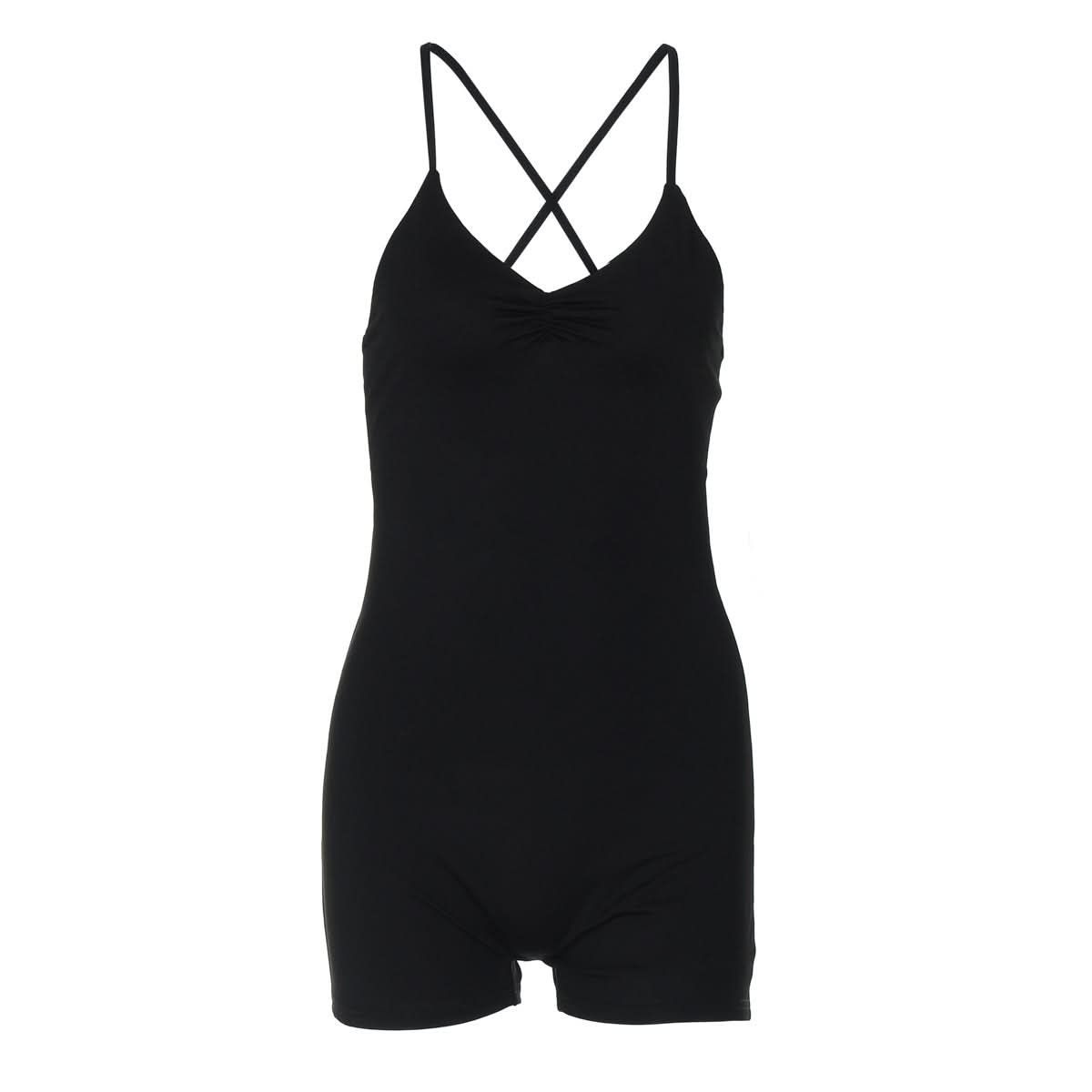 Cross back ruched v neck cami romper  | Festival Outfits Women