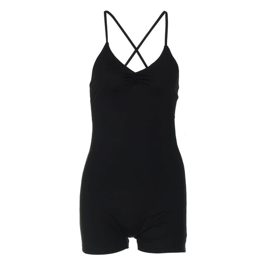 Cross back ruched v neck cami romper  | Festival Outfits Women