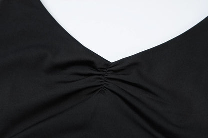 Cross back ruched v neck cami romper  | Festival Outfits Women