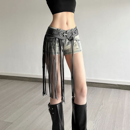 Tassels PU leather decor belt  | Festival Outfits Women