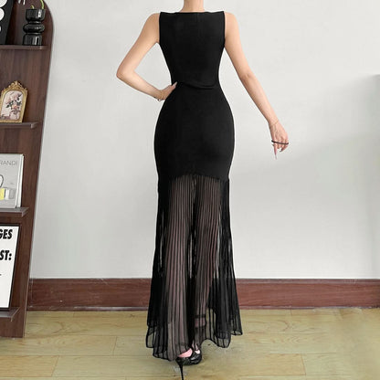 Sleeveless notch neck maxi dress  | Festival Outfits Women
