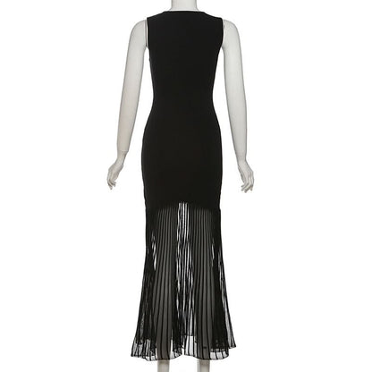 Sleeveless notch neck maxi dress  | Festival Outfits Women