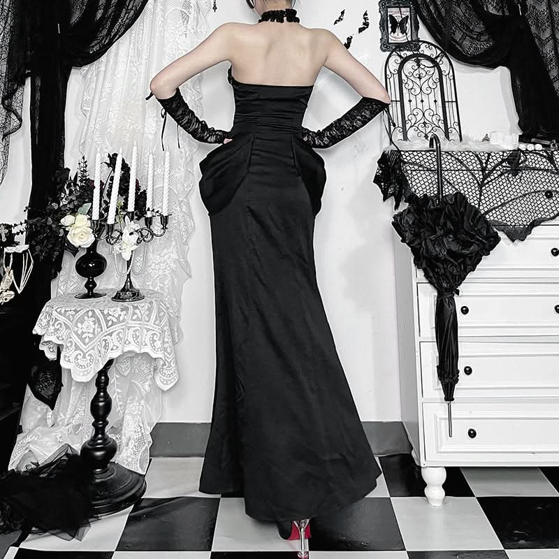 Halter hollow out ruched solid cut out maxi dress  | Festival Outfits Women