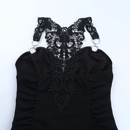 Ruched v neck o ring lace solid top  | Festival Outfits Women