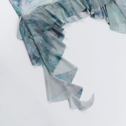 Print halter ruffle v neck self tie mini dress  | Festival Outfits Women