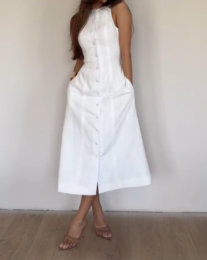 Button Waist Temperament Dress