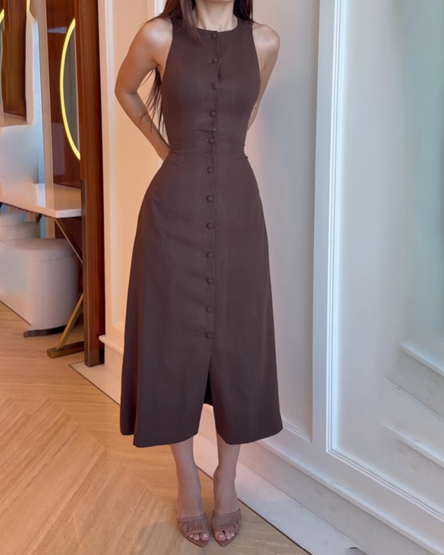 Button Waist Temperament Dress