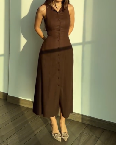 Button Waist Temperament Dress