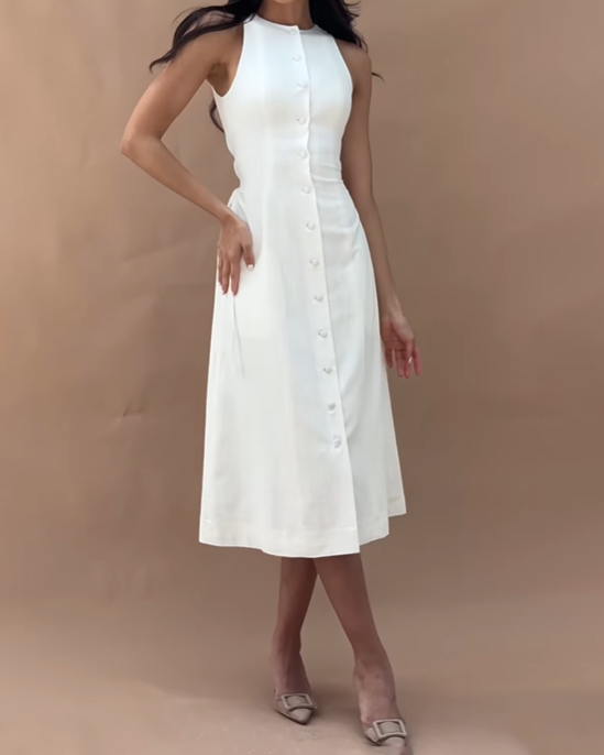 Button Waist Temperament Dress