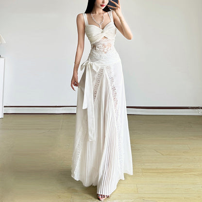 Lace patchwork bowknot maxi skirt  | Festival Outfits Women