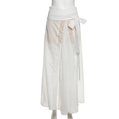 Lace patchwork bowknot maxi skirt  | Festival Outfits Women