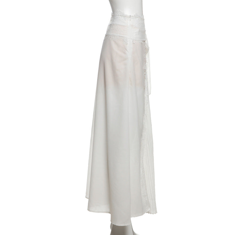 Lace patchwork bowknot maxi skirt  | Festival Outfits Women