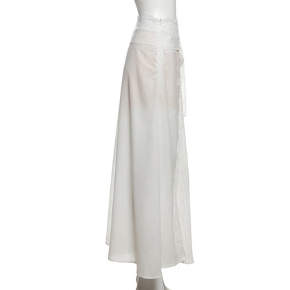 Lace patchwork bowknot maxi skirt  | Festival Outfits Women