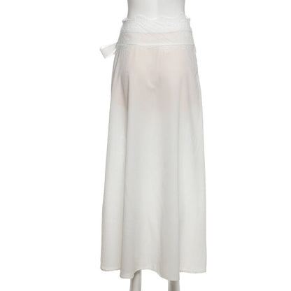 Lace patchwork bowknot maxi skirt  | Festival Outfits Women