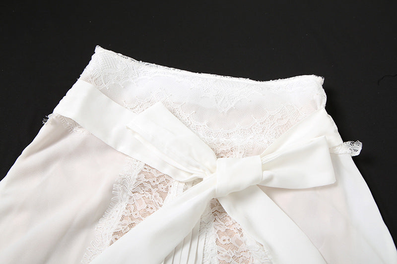 Lace patchwork bowknot maxi skirt  | Festival Outfits Women
