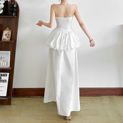 Ruched irregular solid maxi skirt  | Festival Outfits Women