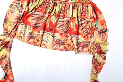 Hollow out halter self tie ruffle print cut out mini dress  | Festival Outfits Women