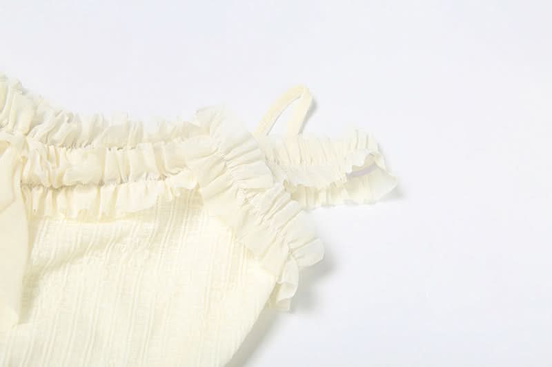 Off shoulder ruffle solid ruched cami top  | Festival Outfits Women