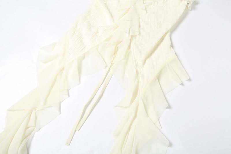 Off shoulder ruffle solid ruched cami top  | Festival Outfits Women