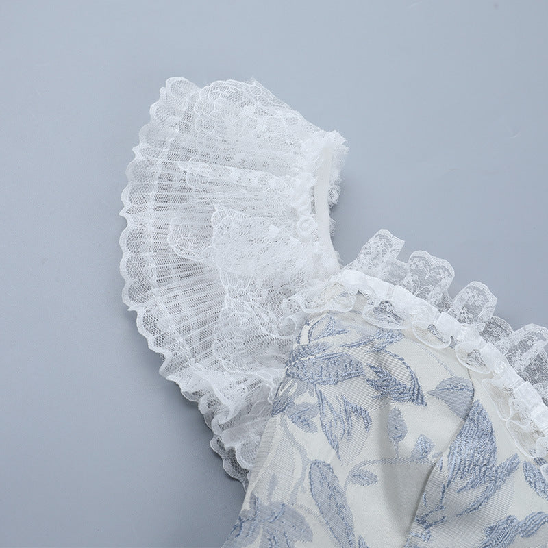 Off shoulder sweetheart neck smocked flower pattern top  | Festival Outfits Women