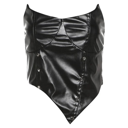 PU leather irregular backless tube top  | Festival Outfits Women